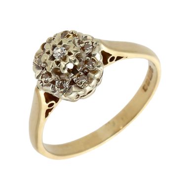 Pre-Owned Vintage 1983 9ct Yellow Gold Diamond Cluster Ring