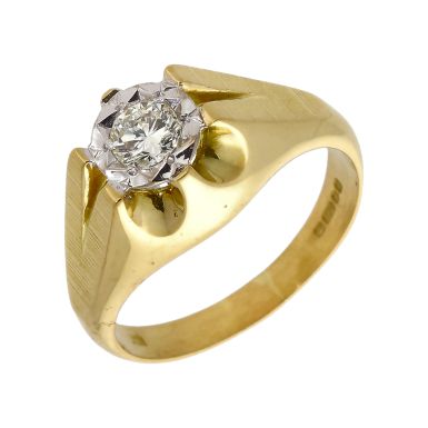 Pre-Owned 18ct Gold 0.47ct Diamond Solitaire Style Signet Ring