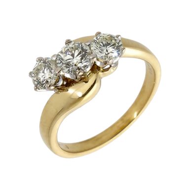 Pre-Owned 18ct Yellow Gold 1.00 Carat Diamond Trilogy Twist Ring