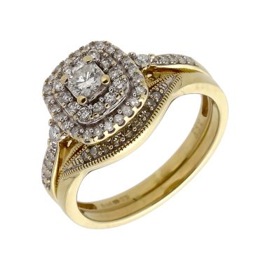 Pre-Owned 9ct Yellow Gold 0.50 Carat Diamond Bridal Ring Set