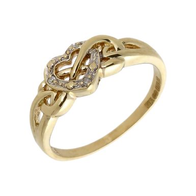 Pre-Owned 9ct Gold Diamond Set Infinity Heart Dress Ring