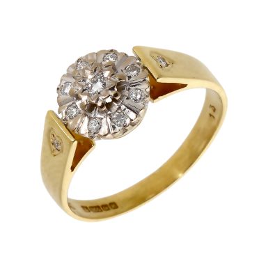 Pre-Owned Vintage 1984 18ct Yellow Gold Diamond Cluster Ring
