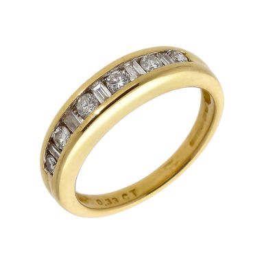 Pre-Owned 18ct Gold 0.33ct Diamond Mixed Cut Half Eternity Ring