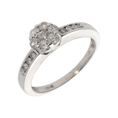 Pre-Owned 18ct White Gold 0.50 Carat Diamond Cluster Ring