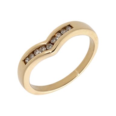 Pre-Owned 9ct Yellow Gold 0.15 Carat Diamond Half Wishbone Ring