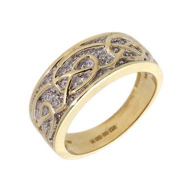 Pre-Owned 9ct Gold Diamond Set Celtic Design Dress Ring