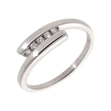 Pre-Owned 9ct White Gold 0.10ct Diamond Crossover Twist Ring