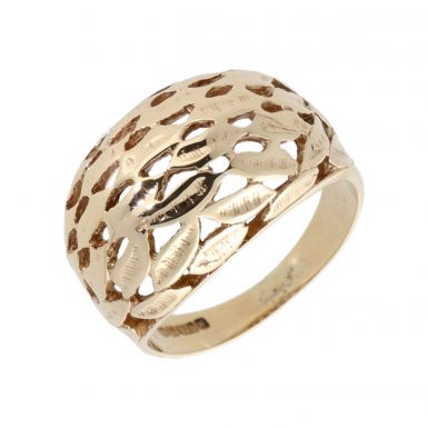 Pre-Owned 9ct Yellow Gold Cutout Domed Dress Ring