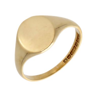 Pre-Owned 9ct Yellow Gold Polished Round Signet Ring
