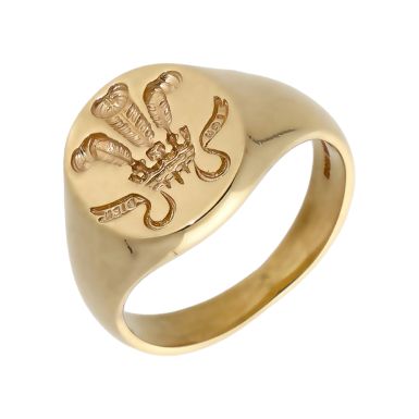Pre-Owned 9ct Yellow Gold Fleur De Lis Engraved Signet Ring