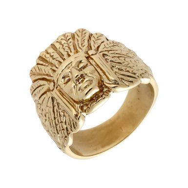 Pre-Owned 9ct Gold Native American Indian Chief Dress Ring