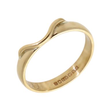 Pre-Owned 9ct Yellow Gold Wave Wishbone Shaped Band Ring