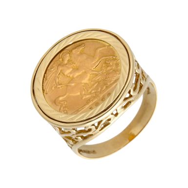 Pre-Owned 1926 Half Sovereign Coin In 9ct Gold Ring Mount