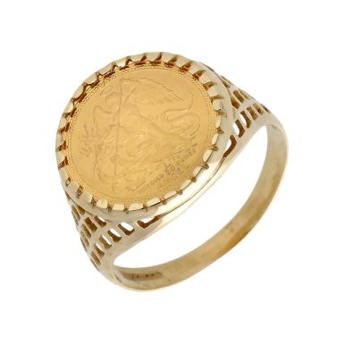 Pre-Owned 1988 1/20 Angel Coin In 9ct Gold Ring Mount