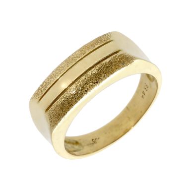 Pre-Owned 14ct Yellow Gold Textured Signet Style Dress Ring