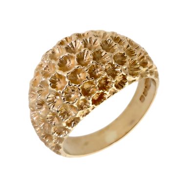 Pre-Owned 9ct Yellow Gold Textured Domed Dress Ring