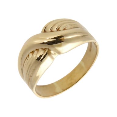 Pre-Owned 9ct Yellow Gold Crossover Wave Dress Ring