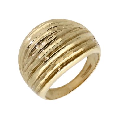 Pre-Owned 9ct Yellow Gold Domed Ridged Dress Ring