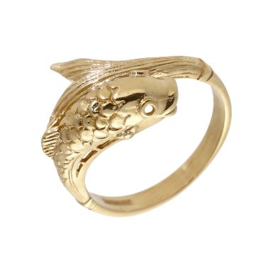 Pre-Owned 9ct Gold Wraparound Crossover Fish Dress Ring