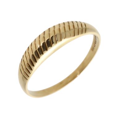 Pre-Owned 9ct Yellow Gold Ribbed Dress Ring