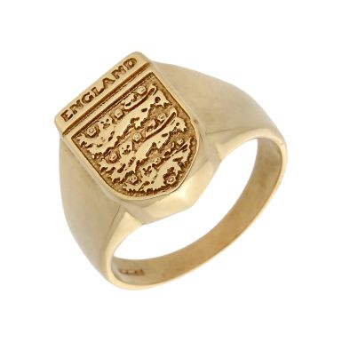 Pre-Owned 9ct Yellow Gold Three Lions England Signet Ring