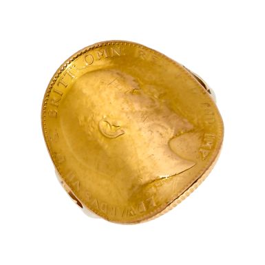 Pre-Owned 1906 Full Sovereign Coin On 9ct Curved Ring Mount