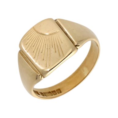 Pre-Owned Vintage 1963 9ct Yellow Gold Sunburst Signet Ring