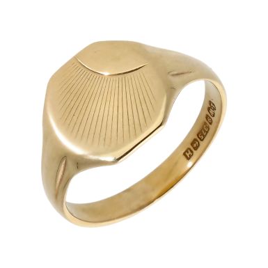 Pre-Owned Vintage 1957 9ct Yellow Gold Sunburst Signet Ring