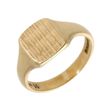 Pre-Owned Vintage 1966 9ct Yellow Gold Patterned Signet Ring