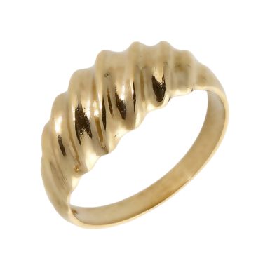 Pre-Owned 9ct Yellow Gold Domed Wave Twist Dress Ring