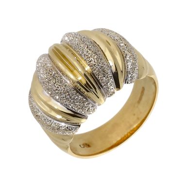 Pre-Owned 9ct Yellow & White Gold Domed Ridged Dress Ring