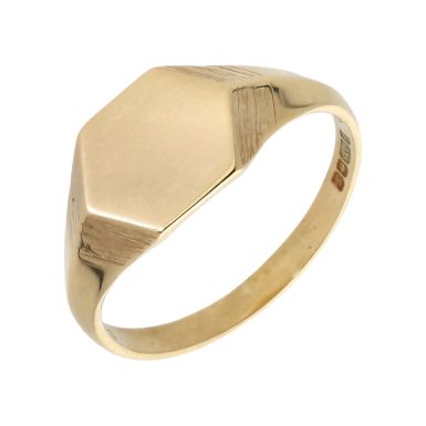 Pre-Owned Vintage 1967 9ct Yellow Gold Hexagon Signet Ring