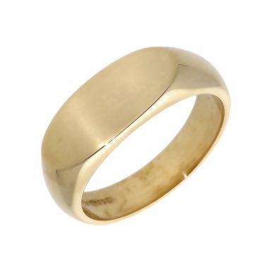Pre-Owned 9ct Yellow Gold Curved Oval Signet Ring