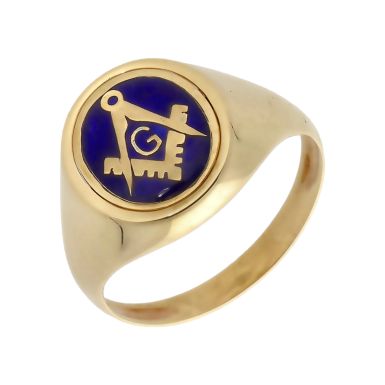 Pre-Owned 9ct Yellow Gold Masonic Spinner Signet Ring