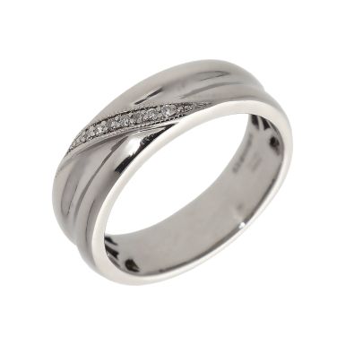 Pre-Owned Palladium Diamond Set 6mm Wedding Band Ring