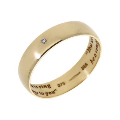 Pre-Owned 9ct Gold Diamond Set 5mm Engraved Wedding Ring