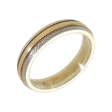 Pre-Owned 9ct Yellow & White Gold 4mm Wedding Band Ring