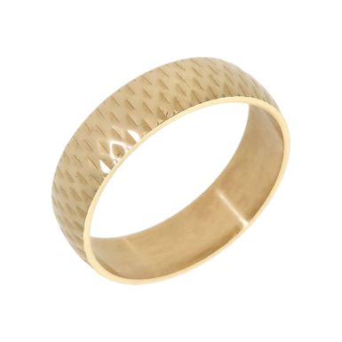Pre-Owned 9ct Yellow Gold 5mm Patterned Wedding Band Ring