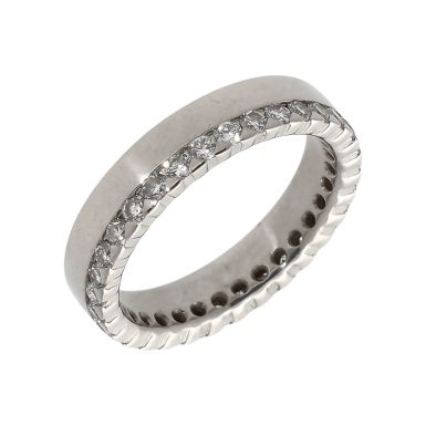Pre-Owned Platinum Diamond Set 4mm Band Ring