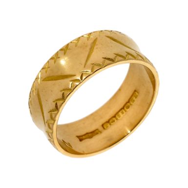 Pre-Owned Vintage 1967 22ct Gold 8mm Patterned Band Ring