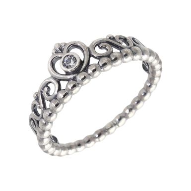 Pre-Owned Pandora Silver Gemstone Set Crown Ring