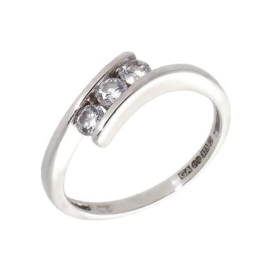 Pre-Owned 9ct White Gold Cubic Zirconia Trilogy Twist Ring