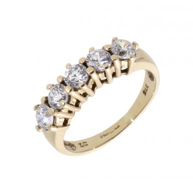 Pre-Owned 9ct Yellow Gold 5 Stone Cubic Zirconia Dress Ring