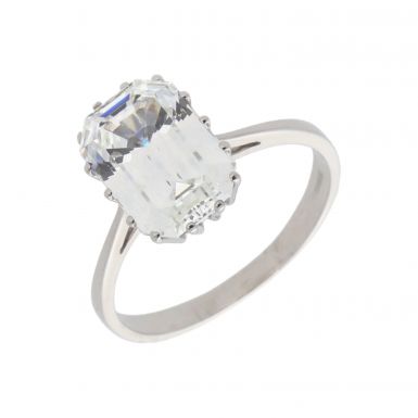 Pre-Owned 14ct White Gold Cubic Zirconia Solitaire Ring