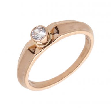 Pre-Owned 14ct Rose Gold Cubic Zirconia Solitaire Ring