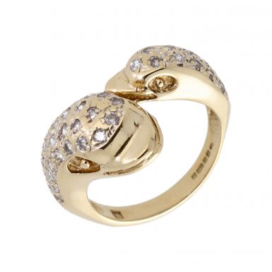 Pre-Owned 9ct Yellow Gold Cubic Zirconia Dolphin Dress Ring