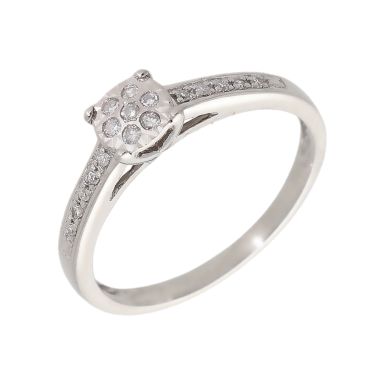 Pre-Owned 9ct White Gold Illusion Set Diamond Cluster Ring