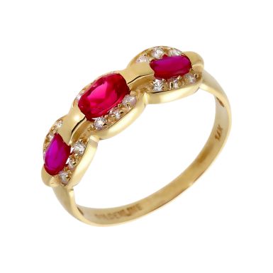 Pre-Owned 14ct Gold Synthetic Ruby & Cubic Zirconia Dress Ring