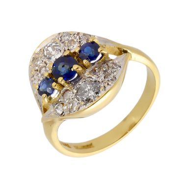 Pre-Owned 18ct Gold Sapphire & Diamond Fancy Cluster Dress Ring