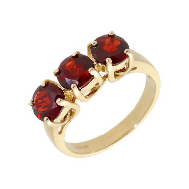 Pre-Owned 9ct Yellow Gold Synthetic Gemstone Trilogy Ring